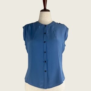 Jones New York Collection Vintage Indigo Women's 100% Silk Shirt Size 10